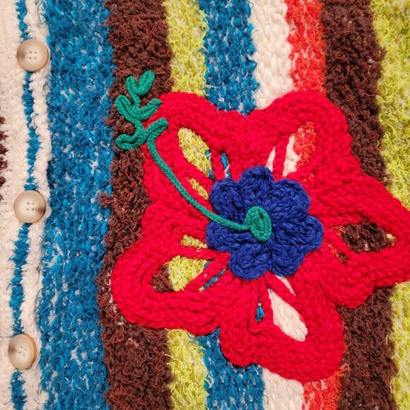 Free People Terry Towel Cardigan Womens M Grandma Vintage Whimsical Boho Hippie - Picture 5 of 9